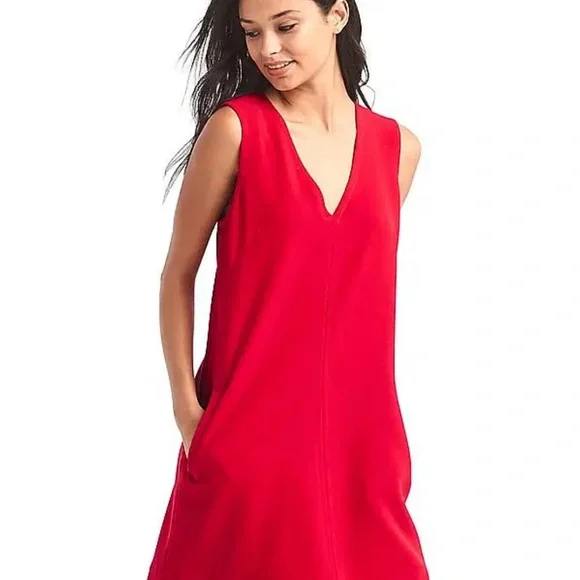 GAP Red V-Neck Dress: Size Small - Picture 10 of 10